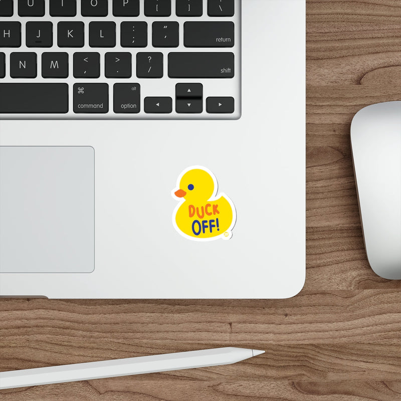 Load image into Gallery viewer, Duck Off Bright Yellow Duck Sticker Fun Gadget D√©cor
