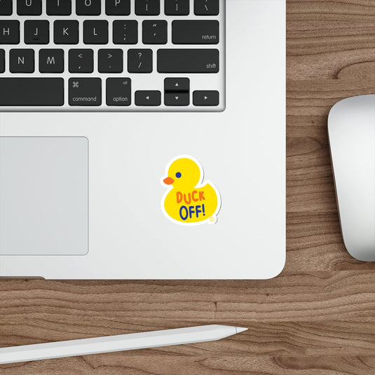 Duck Off Bright Yellow Duck Sticker Fun Gadget D√©cor