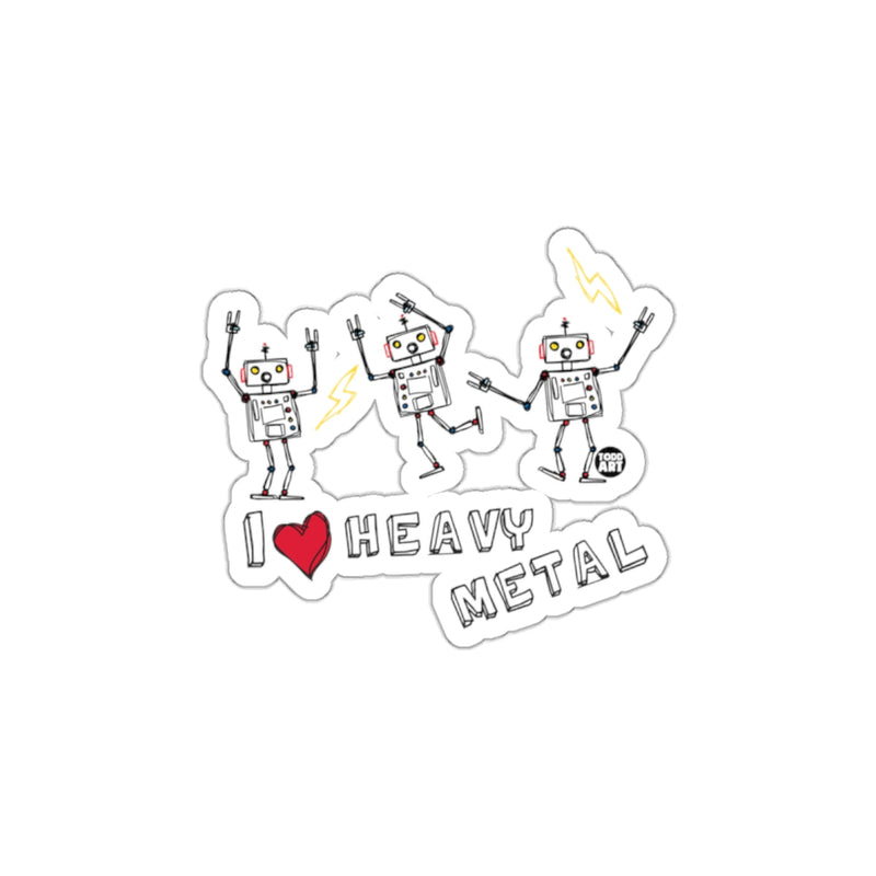 Load image into Gallery viewer, I Love Heavy Metal Robots Illustration sticker
