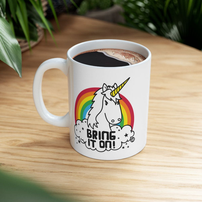 Load image into Gallery viewer, Bring It On Unicorn Rainbow Design Mug Product
