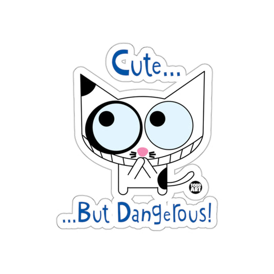 Cute But Dangerous Cartoon Cat Sticker