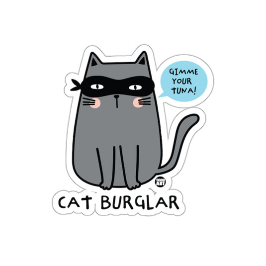 Cat Burglar Demands Tuna Cartoon Character Illustration sticker