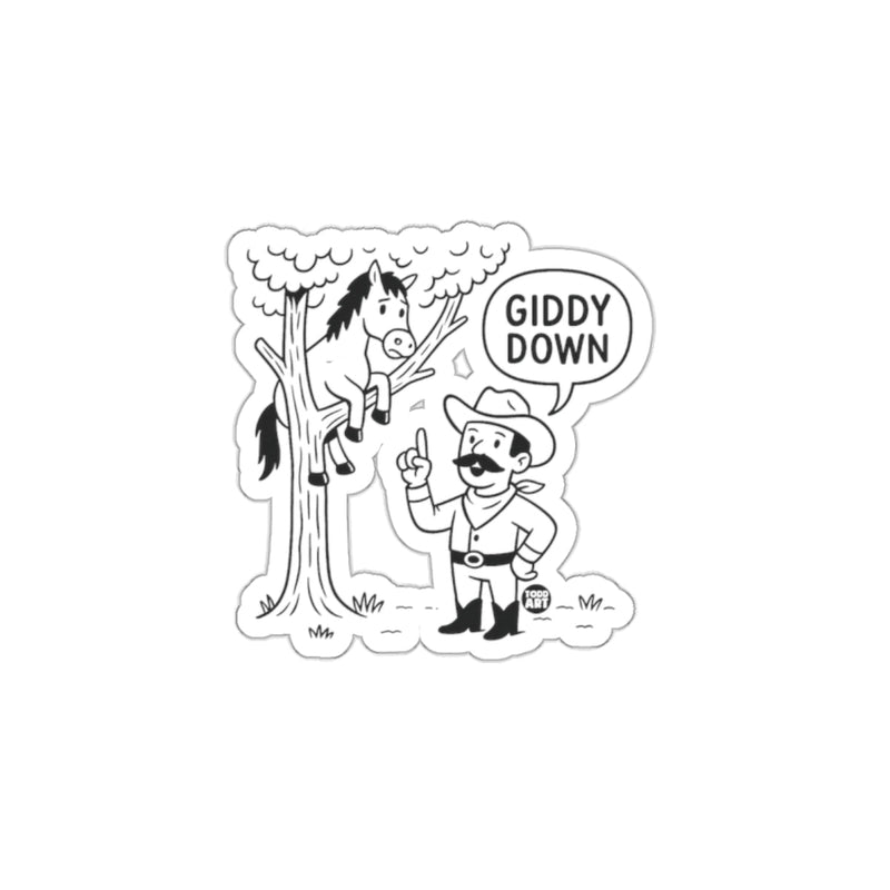 Load image into Gallery viewer, Giddy Down Cowboy and Horse Fun Sticker for Sale
