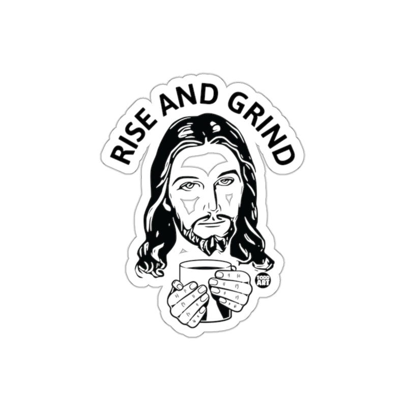 Load image into Gallery viewer, Rise And Grind Jesus With Coffee Sticker
