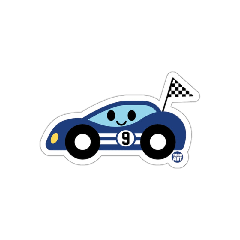 Load image into Gallery viewer, Cute Blue Race Car with Number 9 Cartoon Sticker
