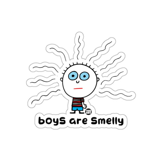 boys Are Smelly Cartoon Character Sticker