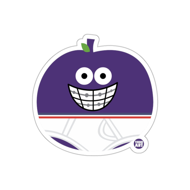 Load image into Gallery viewer, Purple Braces Smiling Fruit Character Sticker
