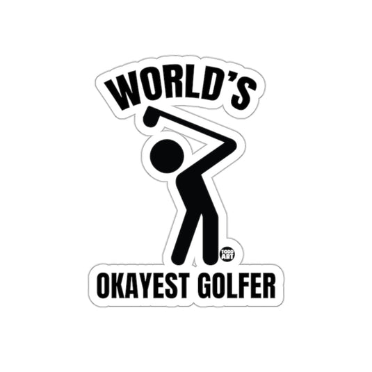 World's Okayest Golfer Fun Golfing Design Black Text sticker