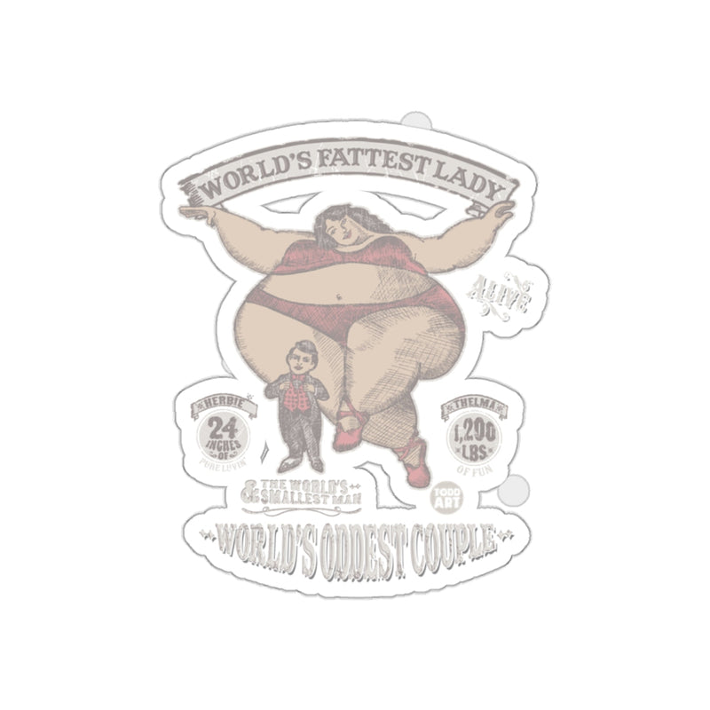 Load image into Gallery viewer, World's Fattest Lady and Smallest Man Sticker
