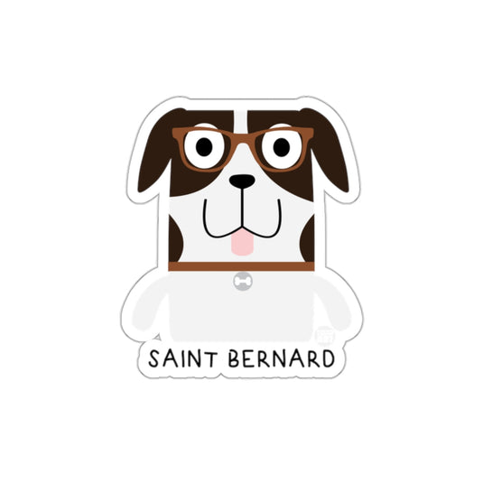 Cute Cartoon Saint Bernard Sticker with Glasses
