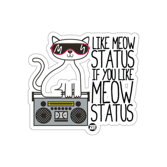 Cool Cat with Boombox Like Meow Status Sticker