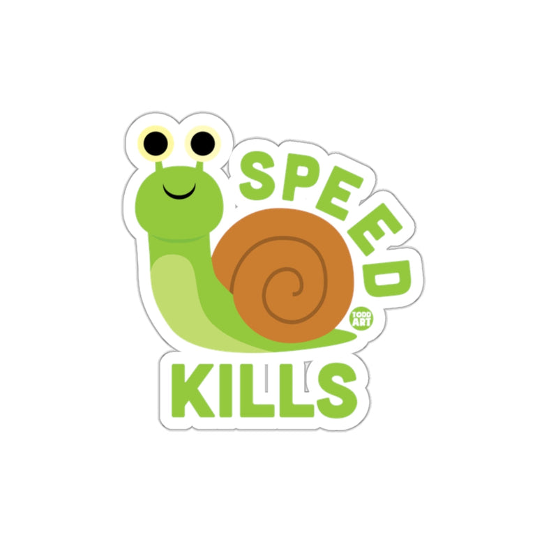 Load image into Gallery viewer, Speed Kills Snail Sticker Fun Quirky Sticker Design
