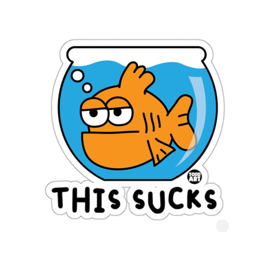 This Sucks Fish in Bowl Comical Art Sticker