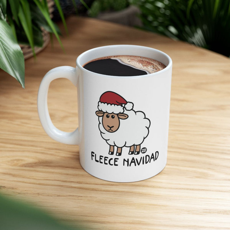 Load image into Gallery viewer, Funny Fleece Navidad Sheep Santa Coffee Mug
