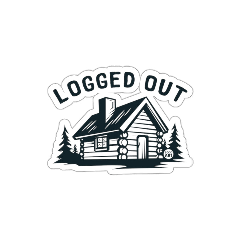 Load image into Gallery viewer, Logged Out Cabin Design Perfect for Nature Lovers Sticker
