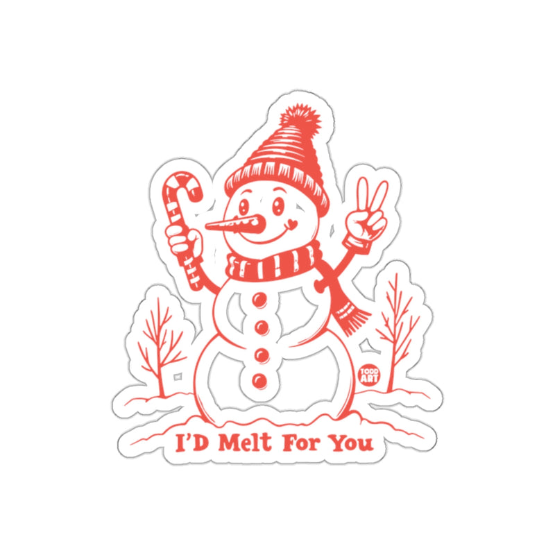 Load image into Gallery viewer, I'd Melt For You Snowman With Candy Cane Sticker
