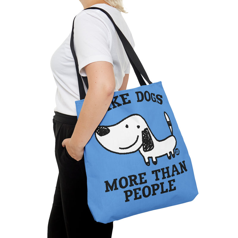 Load image into Gallery viewer, Like Dogs More Than People Tote Bag, Cute Dog Totes, Dog Mom Bag, New Dog Owner Gift, Dog Rescue Tote
