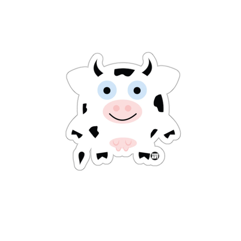 Load image into Gallery viewer, Cute Smiling Cartoon Cow with Black Spots Sticker

