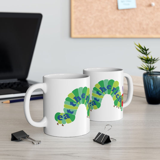 Eat The Rich Caterpillar Design Coffee Mug
