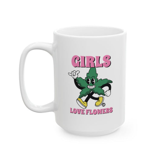Girls Love Flowers Cute Cartoon Mug