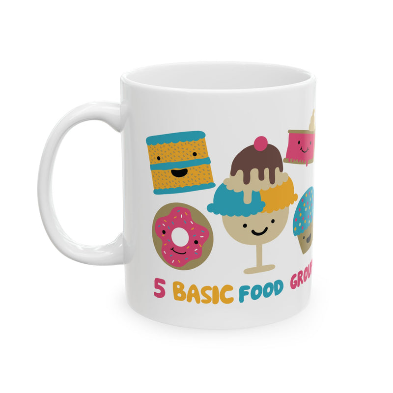 Load image into Gallery viewer, 5 Basic Food Groups 11oz White Mug, Funny Food Mug, Junk Food Joke Mugs
