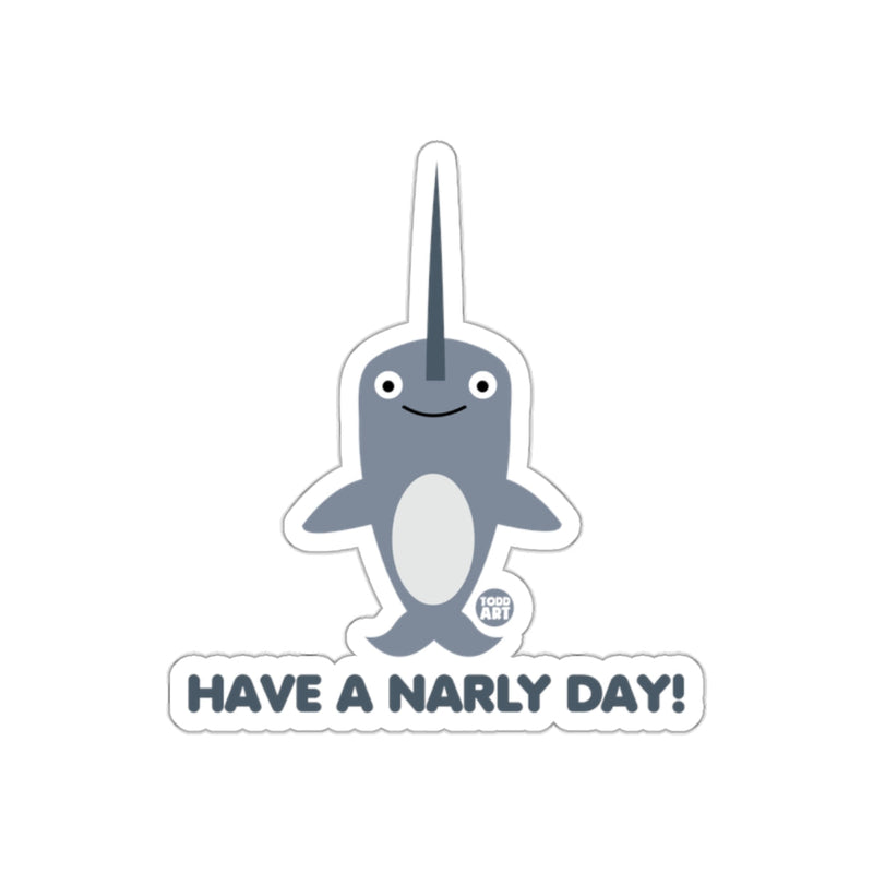 Load image into Gallery viewer, Have a Narly Day Narwhal Design Sticker
