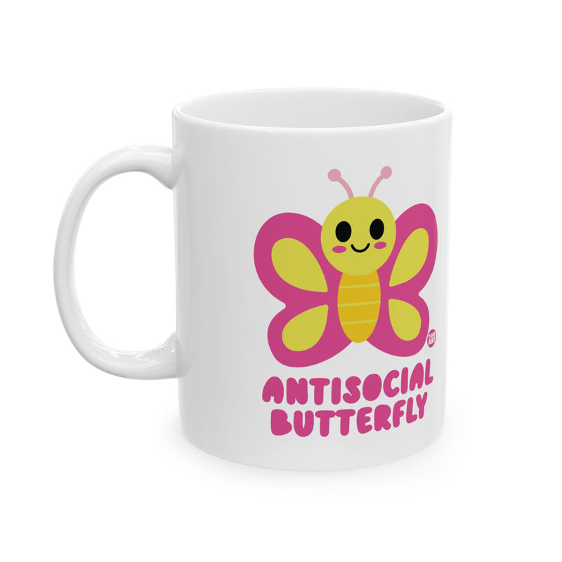 Load image into Gallery viewer, Antisocial Butterfly Mug, Antisocial Cute Butterfly Mug, Funny Butterfly Mug
