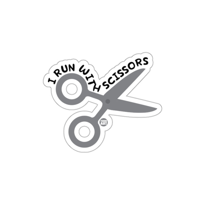 Load image into Gallery viewer, I Run with Scissors Funny Sticker for Laptops or Cars
