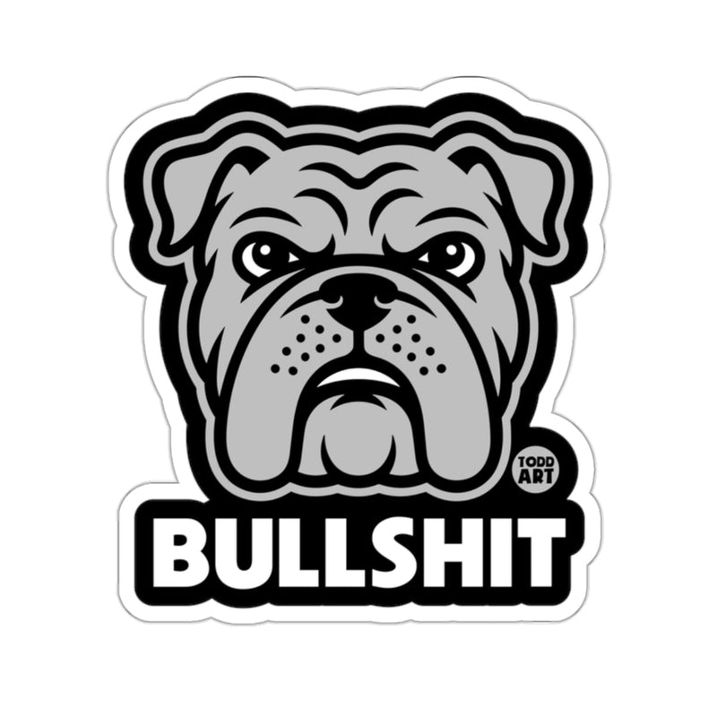 Load image into Gallery viewer, Funny Angry Bulldog Face With Bullshit Text Sticker
