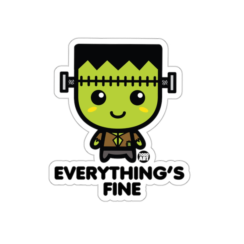 Load image into Gallery viewer, EVERYTHING'S FINE Cartoon Frankenstein Sticker
