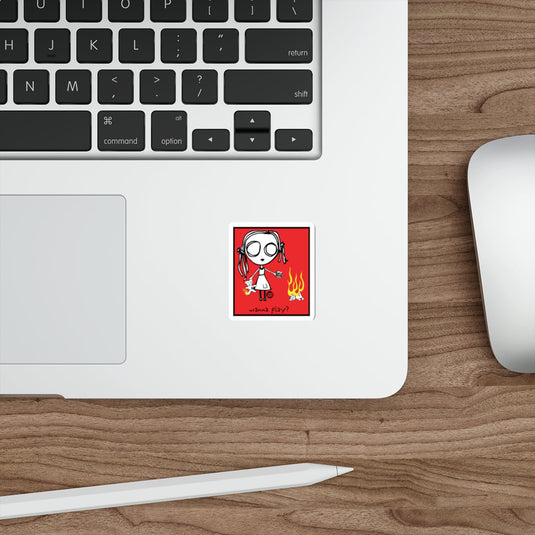 Wanna Play Cartoon Character Sticker for Laptops