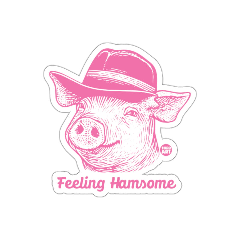 Load image into Gallery viewer, Feeling Hamsome Pig with Hat Pink Color Illustration sticker
