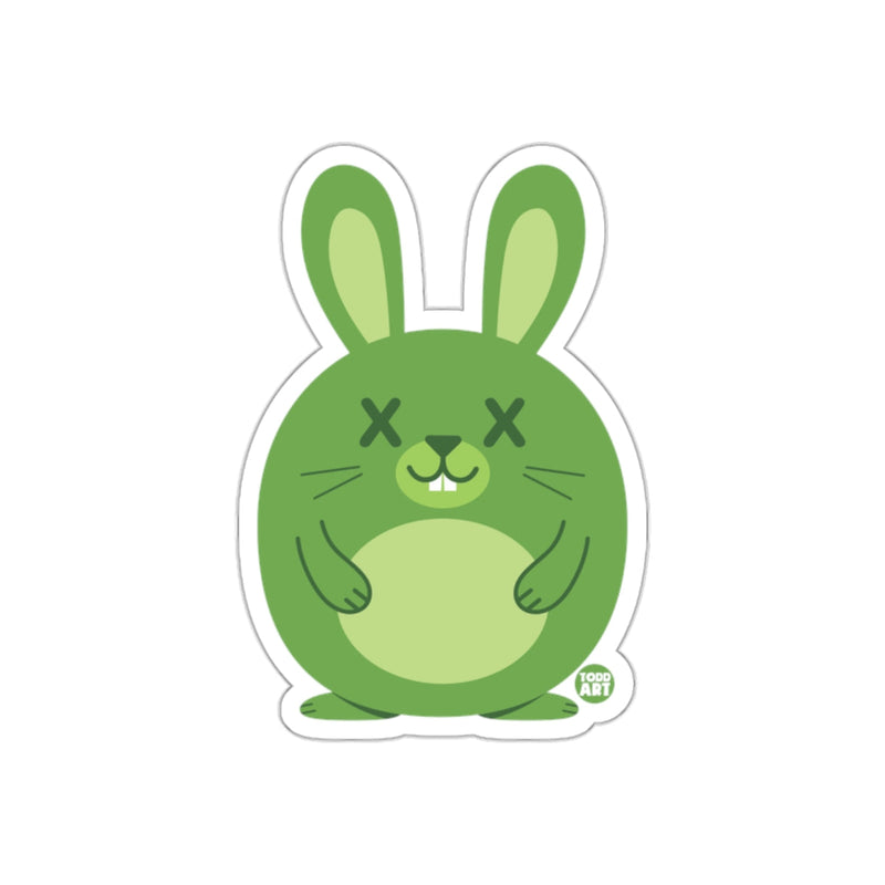 Load image into Gallery viewer, Chubby Green Bunny with X Eyes Adorable Sticker
