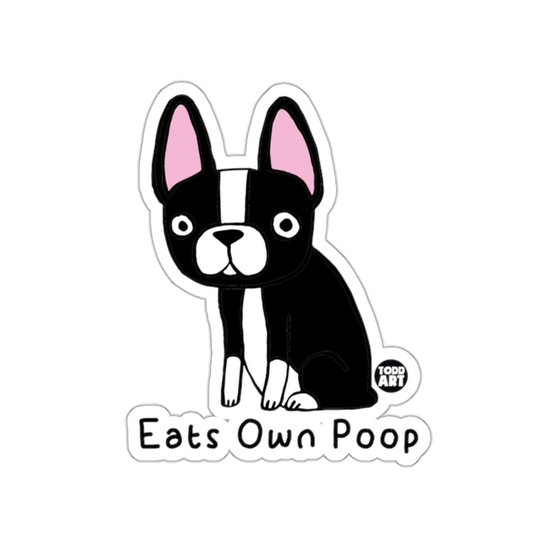 Load image into Gallery viewer, Funny Cartoon Dog Eats Own Poop Sticker Product
