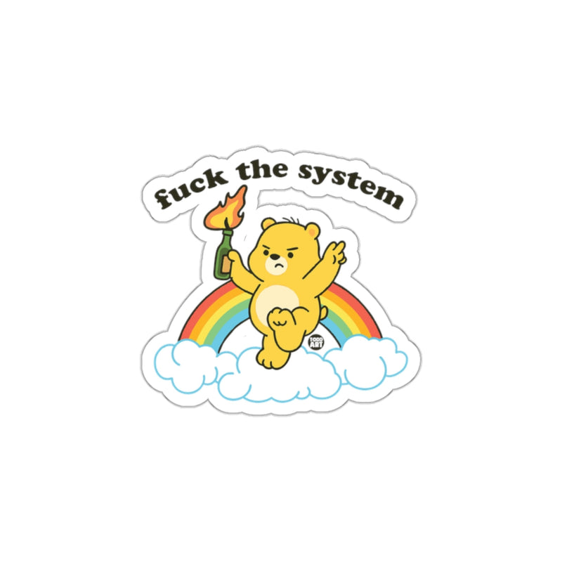 Load image into Gallery viewer, Fuck the System Rainbow Bear Sticker
