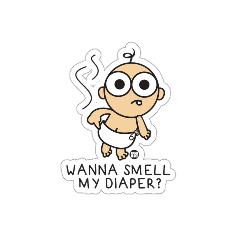Load image into Gallery viewer, Wanna Smell My Diaper Sticker Funny Baby Cartoon

