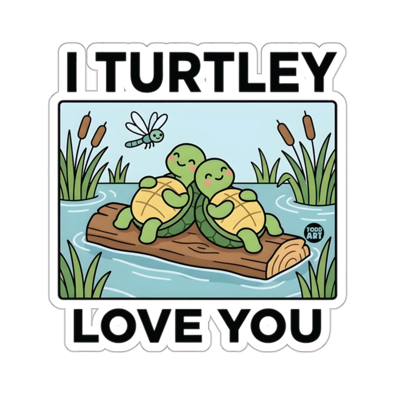 Load image into Gallery viewer, I TURTLEY LOVE YOU Cute Turtles Hugging Log 
