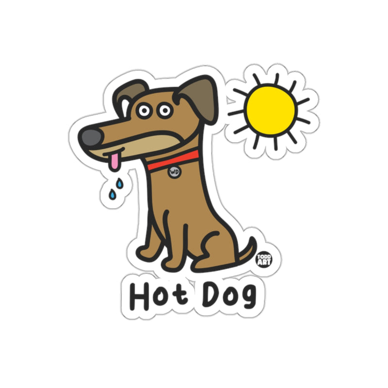 Load image into Gallery viewer, Hot Dog Cartoon with Sun Illustration Sticker
