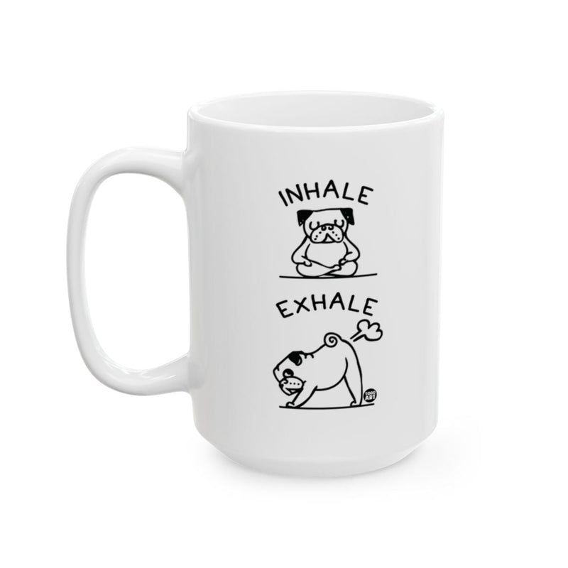 Load image into Gallery viewer, Inhale Exhale Illustrated Pug Design Mug for Coffee
