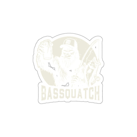 Bassquatch Fishing Themed Sticker Fun Design