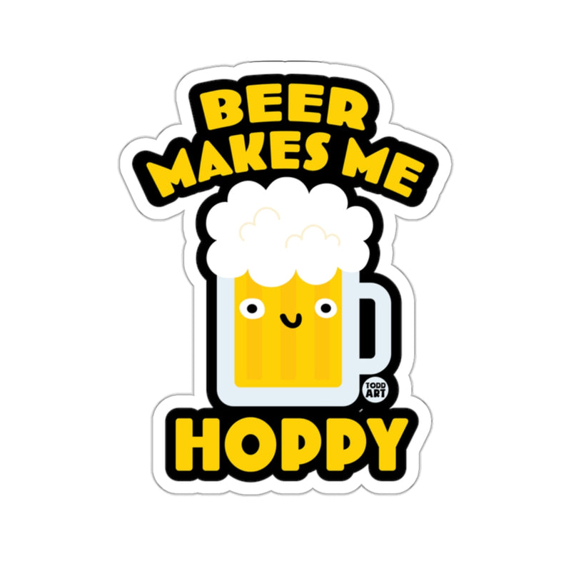 Load image into Gallery viewer, Beer Makes Me Hoppy Funny Mug Sticker Product
