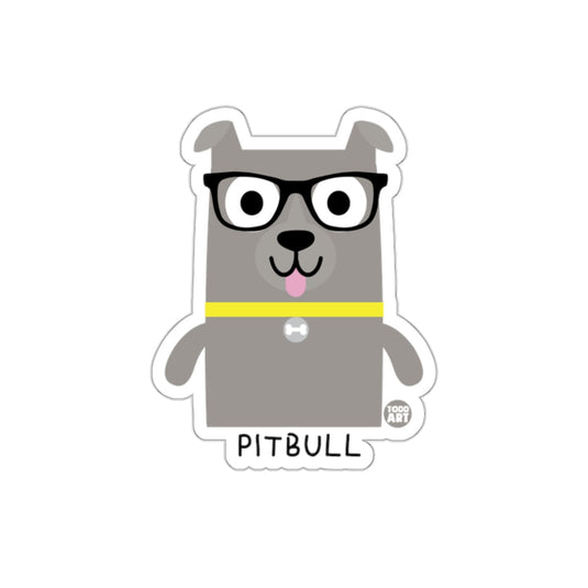 Cute Cartoon Pitbull with Glasses Sticker