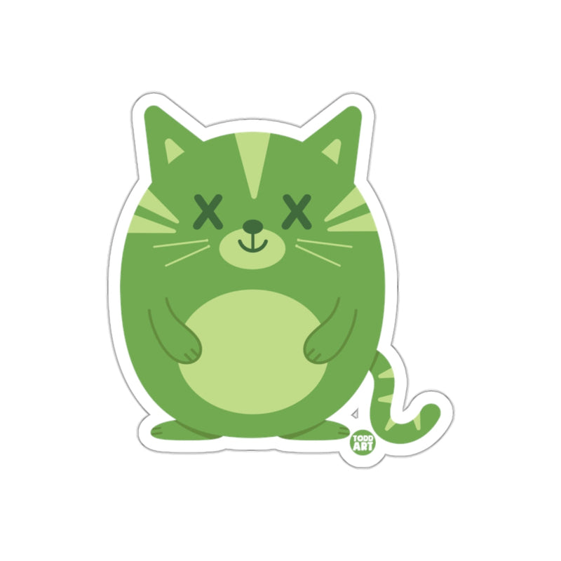 Load image into Gallery viewer, Cute Green Cat with X Eyes Sticker for Laptops and Notebooks
