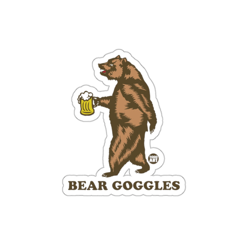 Load image into Gallery viewer, Funny Bear Holding Beer Goggles Sticker Animal Design
