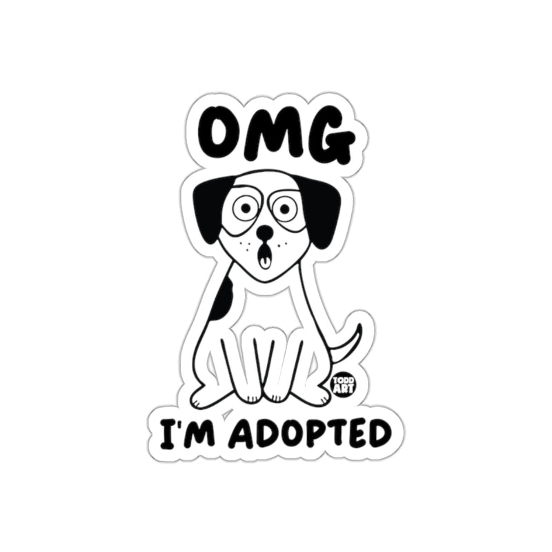 Load image into Gallery viewer, OMG I'm Adopted Cute Dog Illustration Sticker
