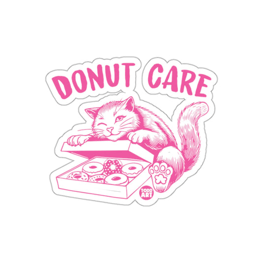 Cute Pink Cat Donut Care Sticker Fun Design