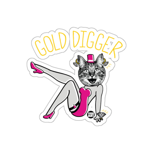 Gold Digger Cat Sticker with Fun Vintage Style