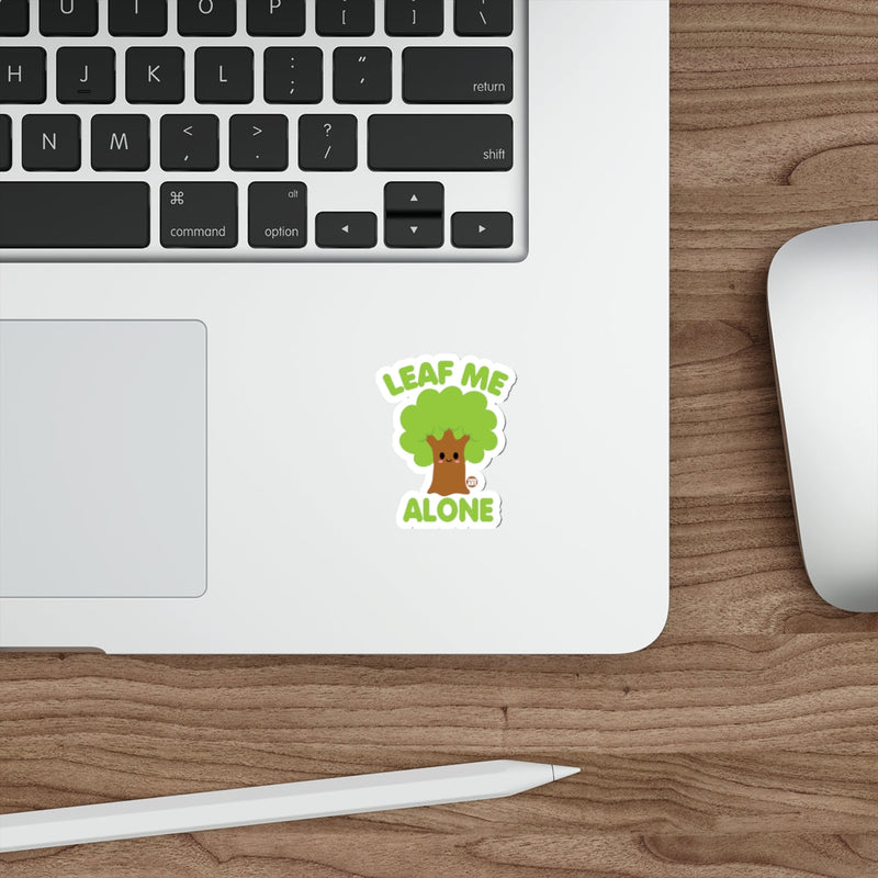 Load image into Gallery viewer, Leaf Me Alone Cute Tree Funny Pun Graphic sticker
