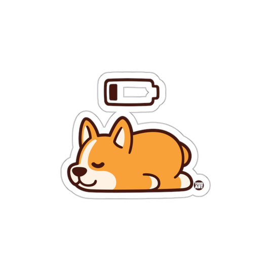 Lazy Corgi with Low Battery Sticker for Pet Lovers