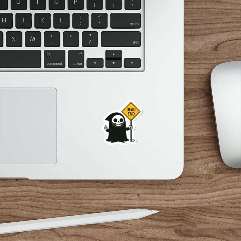 Load image into Gallery viewer, Grim Reaper Dead End Sign Sticker for Laptops and More

